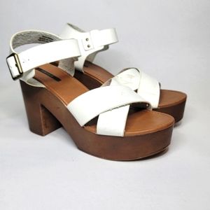 White platform heels